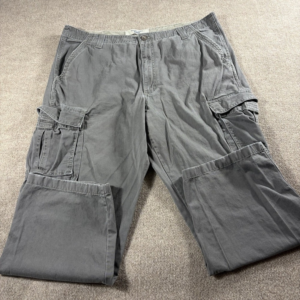 Wrangler Y2K Mens‎ Cargo Pants Gray Utility Work Cotton Relaxed 40x30 Pockets